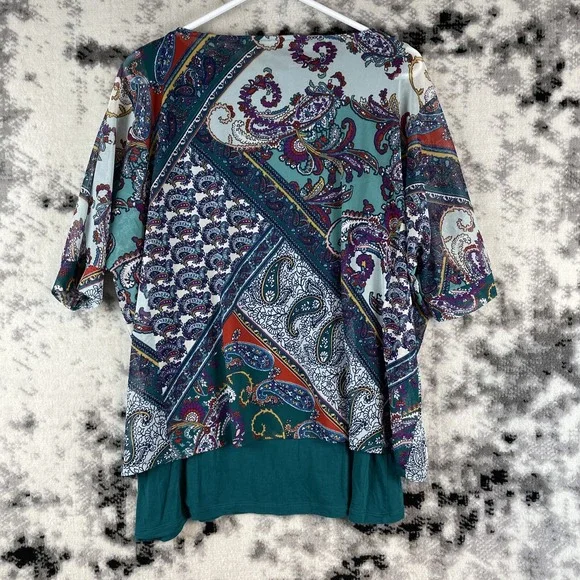 Chicos Blouse Women's Size‎ Medium (1) Geometric Lined Polyester Stretch - Picture 2 of 9